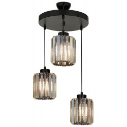Modi Lighting Mod-4616-3T-BSY Siyah Boyalı Modern Avize E27 Metal Kristal 40cm