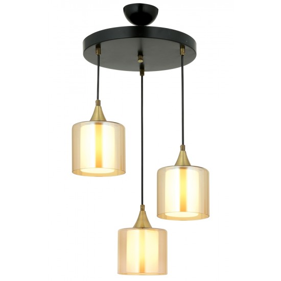 Modi Lighting Mod-4618-3T-BSY-B Siyah Boyalı Modern Avize E27 Metal Cam 40cm