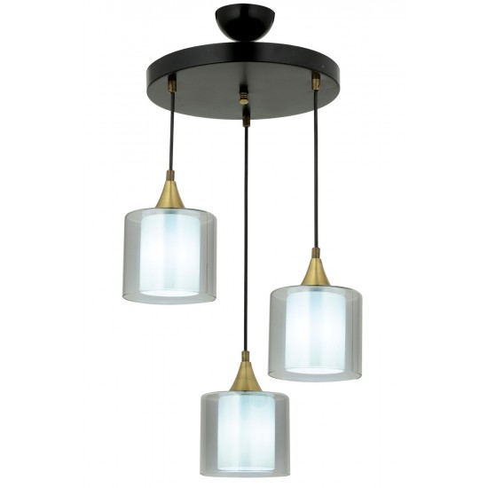 Modi Lighting Mod-4618-3T-BSY-F Siyah Boyalı Modern Avize E27 Metal Cam 40cm