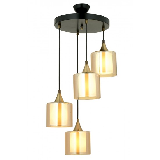 Modi Lighting Mod-4618-4T-BSY-B Siyah Boyalı Modern Avize E27 Metal Cam 40cm