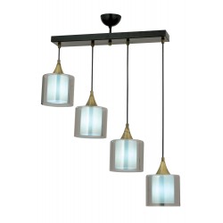 Modi Lighting Mod-4618-4Y-BSY-F Siyah Boyalı Modern Avize E27 Metal Cam 70x14cm