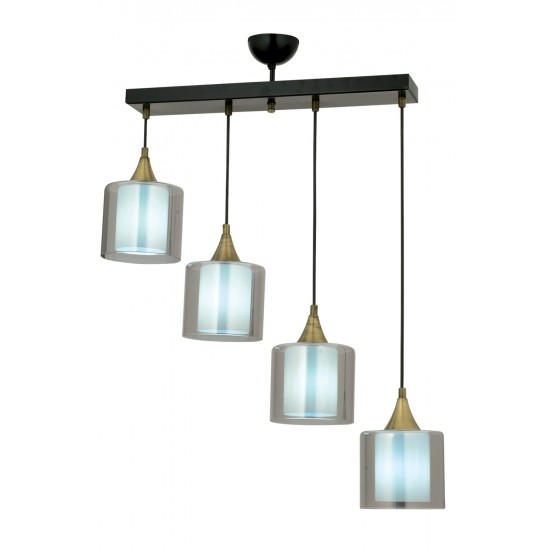 Modi Lighting Mod-4618-4Y-BSY-F Siyah Boyalı Modern Avize E27 Metal Cam 70x14cm