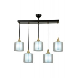 Modi Lighting Mod-4618-5Y-BSY-F Siyah Boyalı Modern Avize E27 Metal Cam 75x14cm