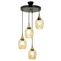 Modi Lighting Mod-4619-4T-BSY Siyah Boyalı Modern Avize E27 Metal Cam 40cm