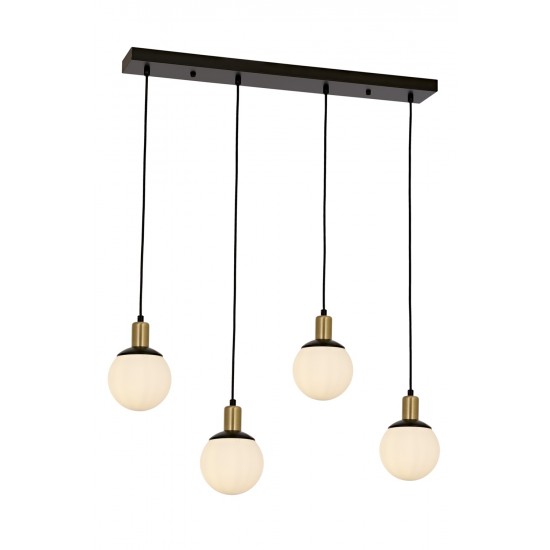 Modi Lighting Mod-4624-4Y-BSY Siyah Boyalı Modern Avize E27 Metal Cam 80x15cm