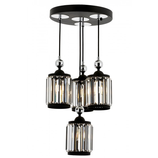 Modi Lighting Mod-4629-4T-BSY Siyah Boyalı Modern Avize E27 Metal Kristal 35cm