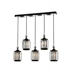 Modi Lighting Mod-4629-5Y-BSY Siyah Boyalı Modern Avize E27 Metal Kristal 80x8cm