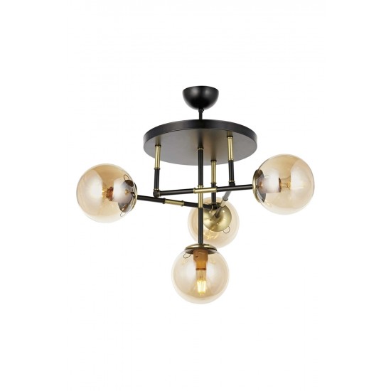 Modi Lighting Mod-4630-4T-BSY Siyah Boyalı Modern Avize E27 Metal Cam 40cm