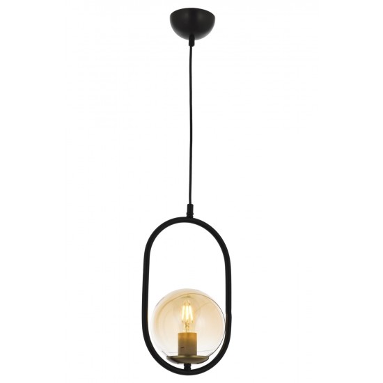 Modi Lighting Mod-4649-1BSY Siyah Boyalı Modern Avize E27 Metal Cam 16cm