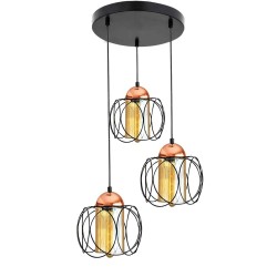 Modi Lighting 3'lü Modern Siyah Bakır Sarkit Avize Mod Av-4411-3bsy