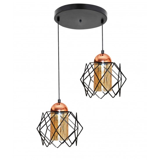 Modi Lighting 2'li Modern Siyah Bakır Sarkit Avize Mod-Av-4409-2bsy