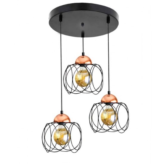 Modi Lighting 3'lü Modern Siyah Bakır Sarkit Avize Mod Av-4410-3bsy