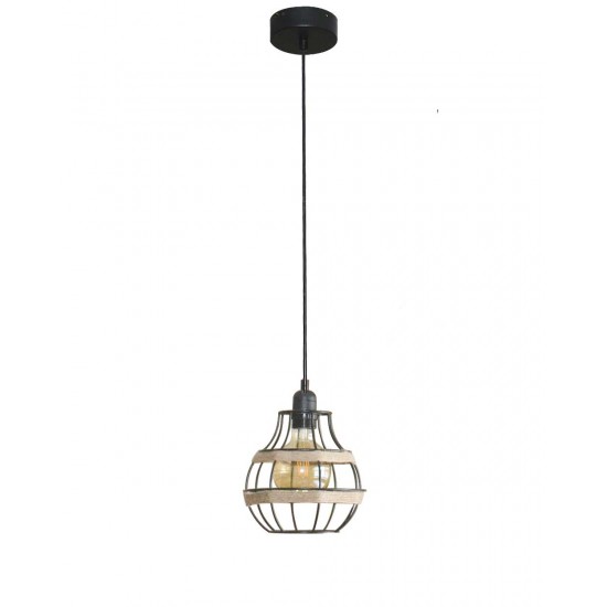 Modi Lighting Pati Siyah Boyalı Jüt Halat Modern Avize Mod-Av-4423-1bsy