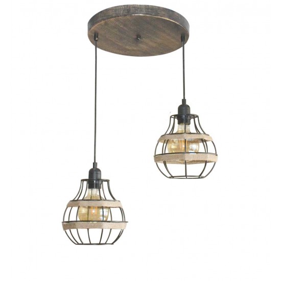Modi Lighting Pati Siyah Boyalı Jüt Halat Modern Avize Mod-Av-4423-2bsy