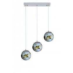 Modi Lighting 3'lü El Boyama Gül Desenli Sarkıt Modern Avize Mod-Av-4408-3bby-Small