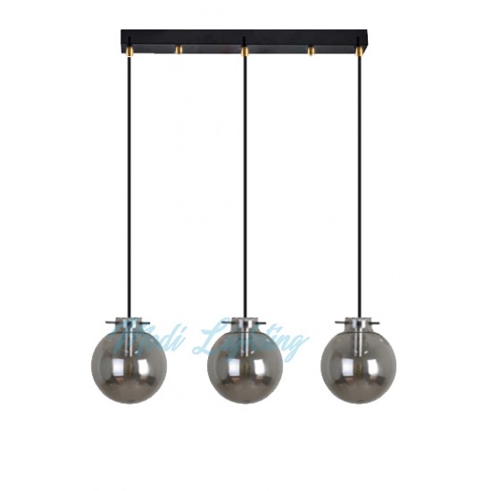 Modi Lighting 3'lü Sıralı Siyah Füme Camlı Sarkıt Avize Mod-Av-4482-3fs