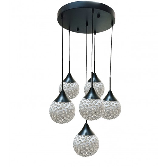 Modi Lighting 6'lı Siyah Beyaz Kristal Top'lu Sarkıt Avize Mod-Av-4504-6bs