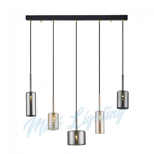 Modi Lighting Asimetrik Mixed Camlı 5'li Sıralı Sarkıt Avize Mod-Av-4443-5fbs