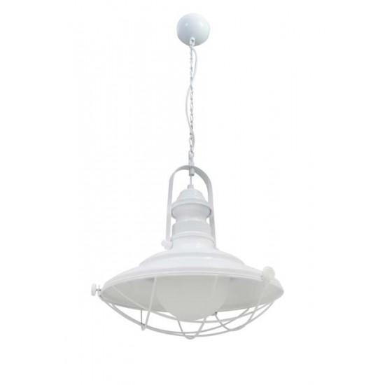 Modi Lighting Camlı Tekli Kafes Beyaz Fener Avize Mod-Av-4436-Bby