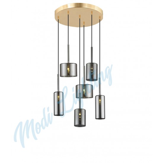 Modi Lighting Füme Camlı 6'lı Sarkıt Avize Mod-Av-4443-6gf