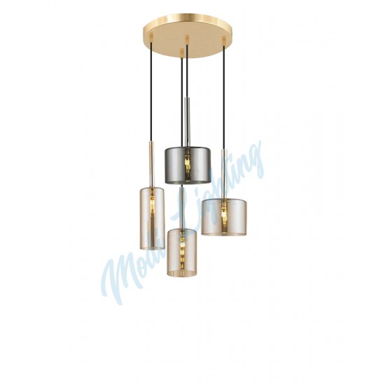 Modi Lighting Gold Mixed Camlı 4'lü Sarkıt Avize Mod-Av-4443-4gbf