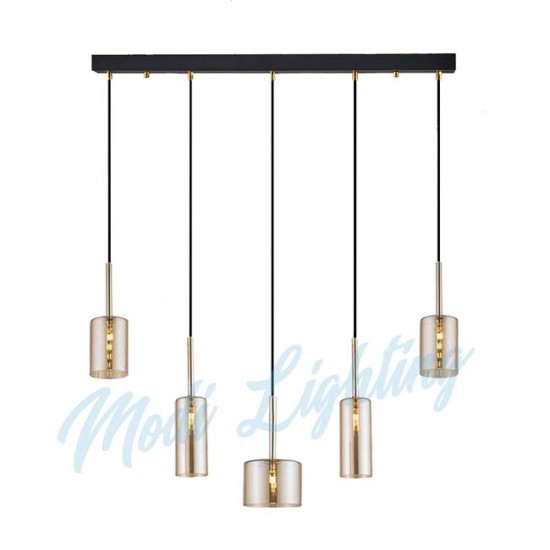 Modi Lighting Simetrik Bal Camlı 5'li Sıralı Sarkıt Avize Mod-Av-4443-5bs