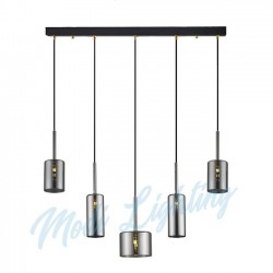 Modi Lighting Simetrik Füme Camlı 5'li Sıralı Sarkıt Avize Mod-Av-4443-5fs