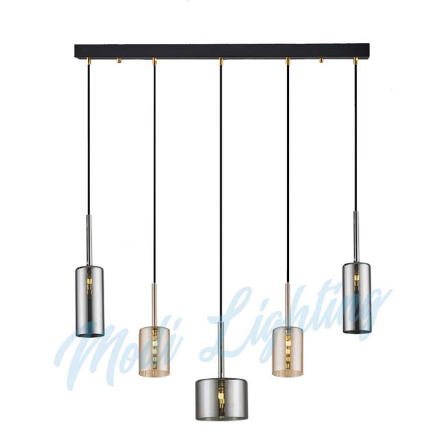 Modi Lighting Simetrik Mixed Camlı 5'li Sıralı Sarkıt Avize Mod-Av-4443-5bfs2