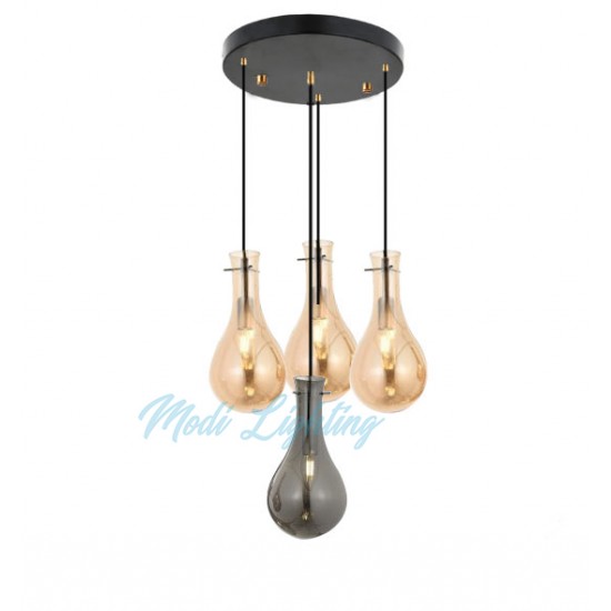 Modi Lighting Siyah Bal Füme Camlı 4'lü Avize Mod-4459-4bf