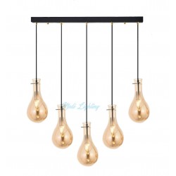 Modi Lighting Siyah Sıralı Bal Camlı 5li Avize Mod-4459-5bs