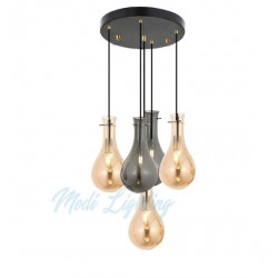 Modi Lighting Siyah Mixed Camlı 5li Avize Mod-4459-5fs