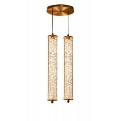 Modi Lighting 2li Gold Yuvarlak Kristalli 30cm Borulu LED Sarkıt Avize Mod-Av-4689-2s