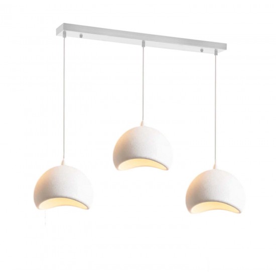 Modi Lighting 3lü Beyaz Beton Dokulu İskandinav Yemek Masası Sirali Sarkıt Avize Mod-Av-4695-3byz-Sirali