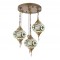 Modi Lighting 3lü Beyaz Top Camlı Eskitme Osmanlı Sarkıt Avize Mod-AV-4466-3ES-BYZ