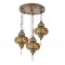 Modi Lighting 3lü Kahve Top Camlı Eskitme Osmanlı Sarkıt Avize Mod-AV-4466-3ES-KH