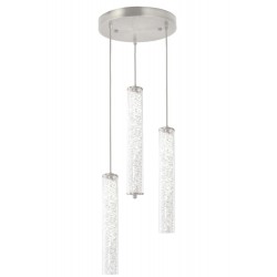 Modi Lighting 3lü Krom Yuvarlak Kristalli 30cm Borulu LED Sarkıt Avize Mod-Av-4689-3k-Y