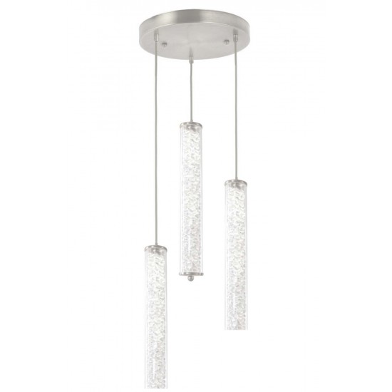 Modi Lighting 3lü Krom Yuvarlak Kristalli 30cm Borulu LED Sarkıt Avize Mod-Av-4689-3k-Y
