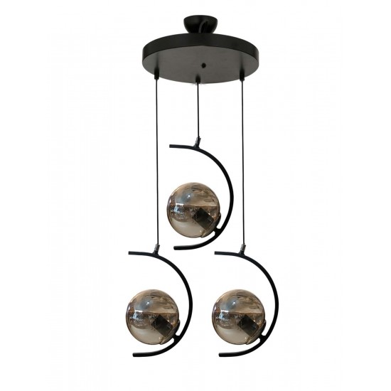 Modi Lighting 3lü Siyah Boyalı Hilal Sarkıt Avize Mod-Av-4702-3bsy