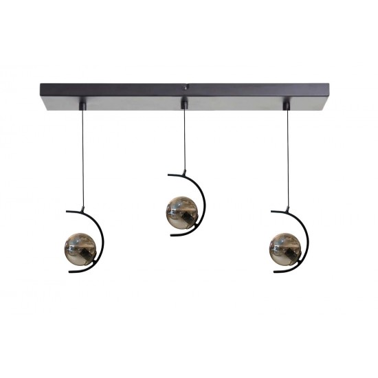 Modi Lighting 3lü Siyah Boyalı Hilal Sarkıt Avize Mod-Av-4702-3bsy-Sirali