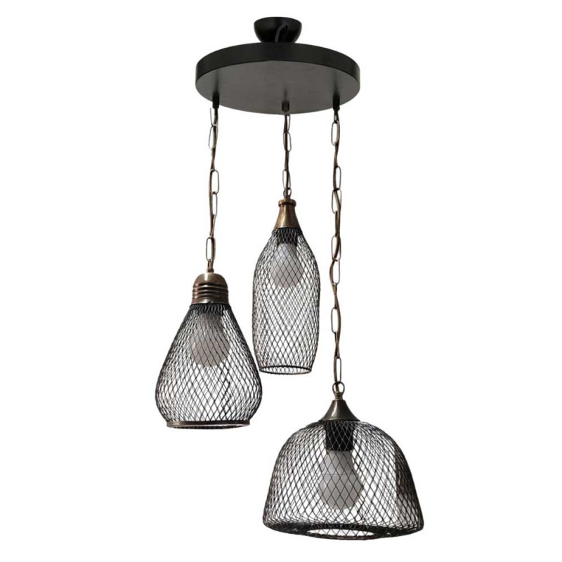 Modi Lighting 3lü Siyah Eskitme Detaylı Sarkıt Avize Mod-Av-4664-3bsy