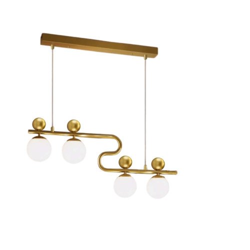 Modi Lighting 4lü Eskitme Beyaz Camlı Avize Mod-Av-4643-4es