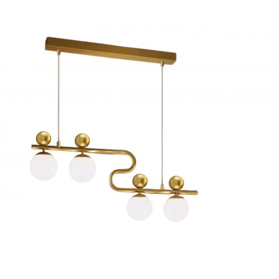 Modi Lighting 4lü Eskitme Beyaz Camlı Avize Mod-Av-4643-4es