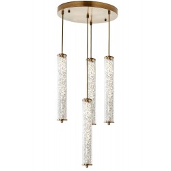 Modi Lighting 4lü Eskitme Yuvarlak Kristalli 30cm Borulu LED Sarkıt Avize Mod-Av-4689-4es-Y