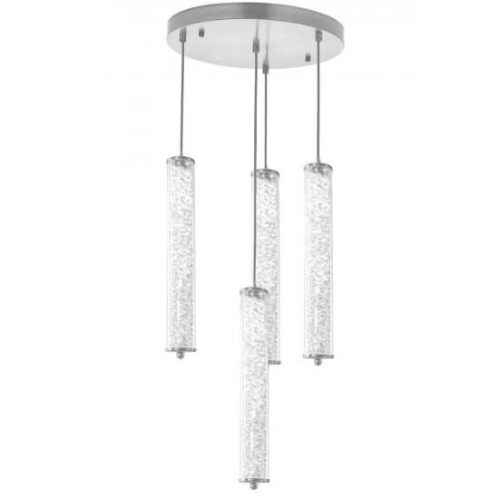 Modi Lighting 4lü Krom Yuvarlak Kristalli 30cm Borulu LED Sarkıt Avize Mod-Av-4689-4k-Y