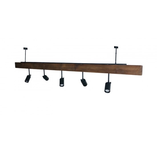 Modi Lighting 5li 70cm Ahşap Gu10 Spot Armatür Avize Mod-Ar-4706-5bsy