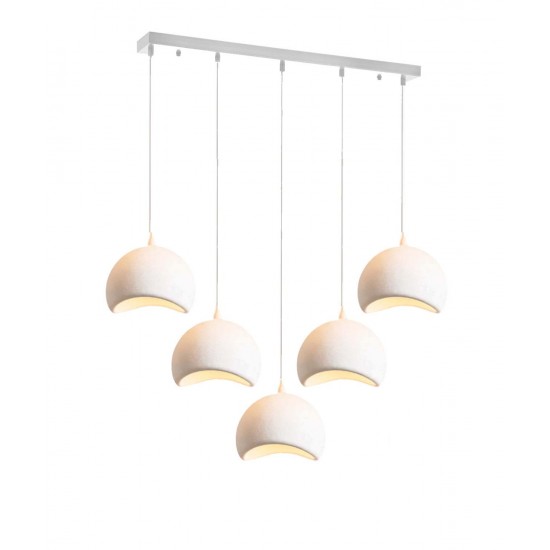 Modi Lighting 5li Beyaz Beton Dokulu İskandinav Yemek Masası Sarkıt Avize Mod-Av-4695-5es-S