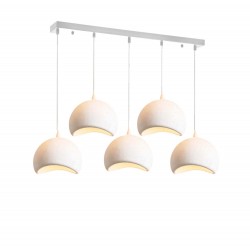 Modi Lighting 5li Beyaz Beton Dokulu İskandinav Yemek Masası Sirali Sarkıt Avize Mod-Av-4695-5byz-S