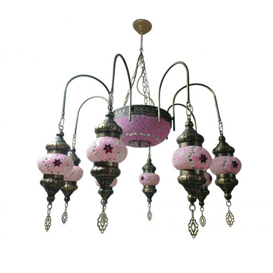 Modi Lighting 8li  Pembe Eskitme Osmanlı Sarkıt Avize Mod-AV-4466-8ES-PM-01