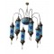 Modi Lighting 8li Mavi Eskitme Boru Camlı Osmanlı Sarkıt Avize Mod-AV-4466-8ES-MV-BR