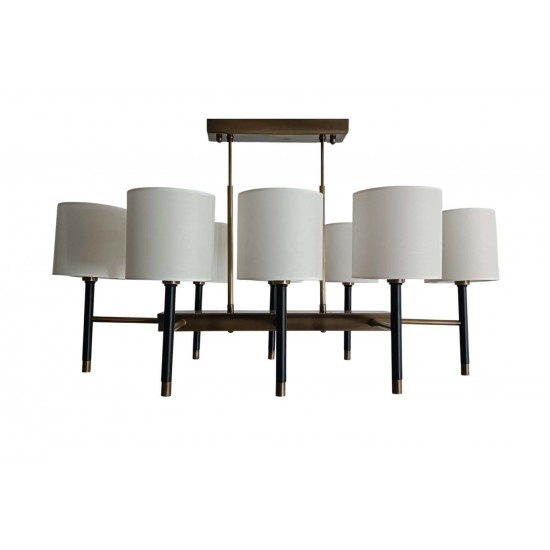 Modi Lighting 8li Siyah Eskitme Krem Sapkali Sirali Yemek Masası Avize Mod-Av-4696-8bsy-Es-S